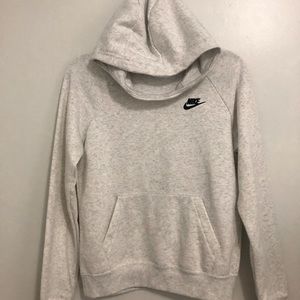 Womens Nike Light Gray Pullover Funnel Neck Hooded Sweatshirt Size XS